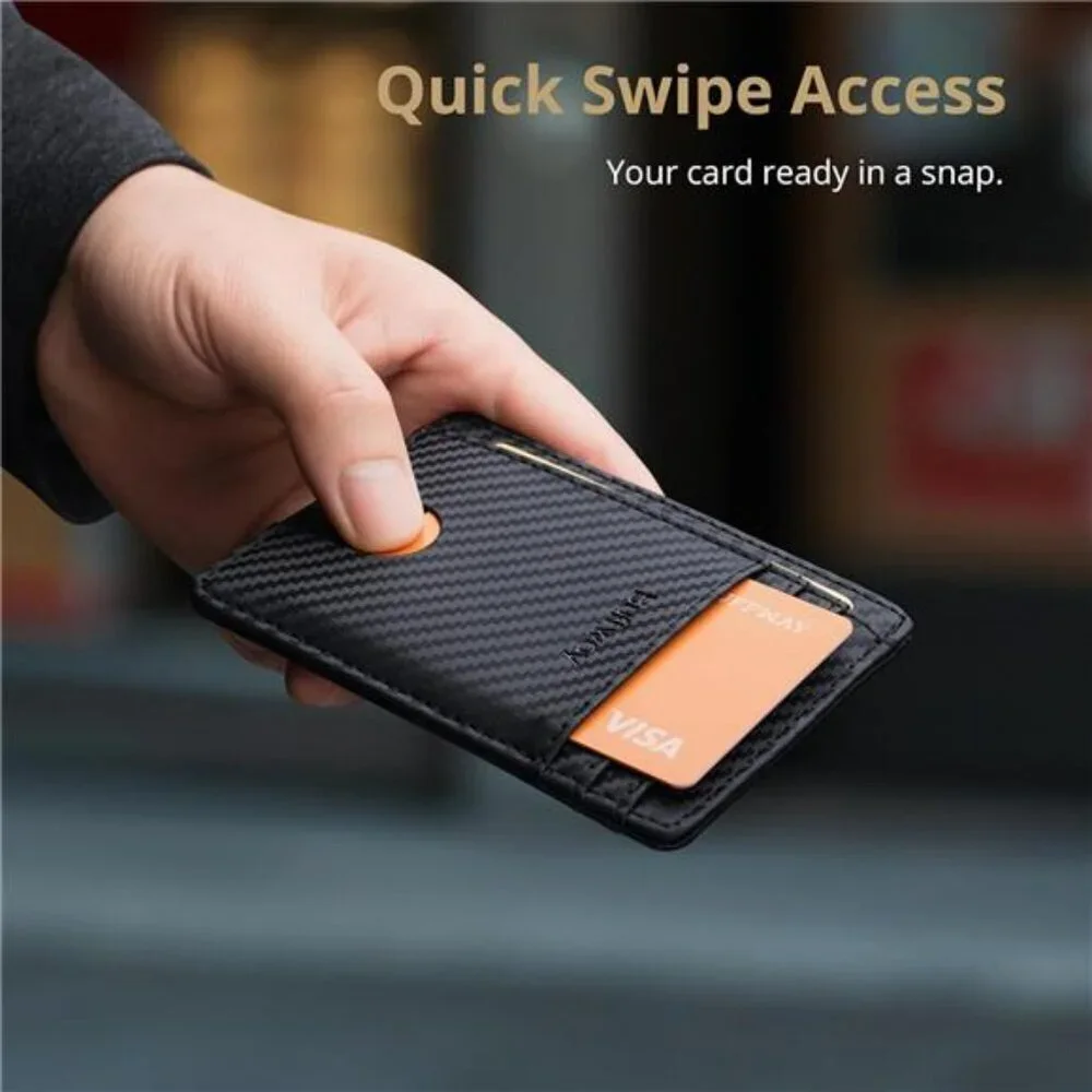 Buffway RFID Leather Wallet Slim Minimalist Front Pocket Wallet for Men Women